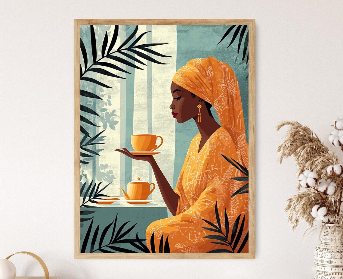Sudanese Tea Art Print Flat Vector Illustration Cultural Tradition Decor