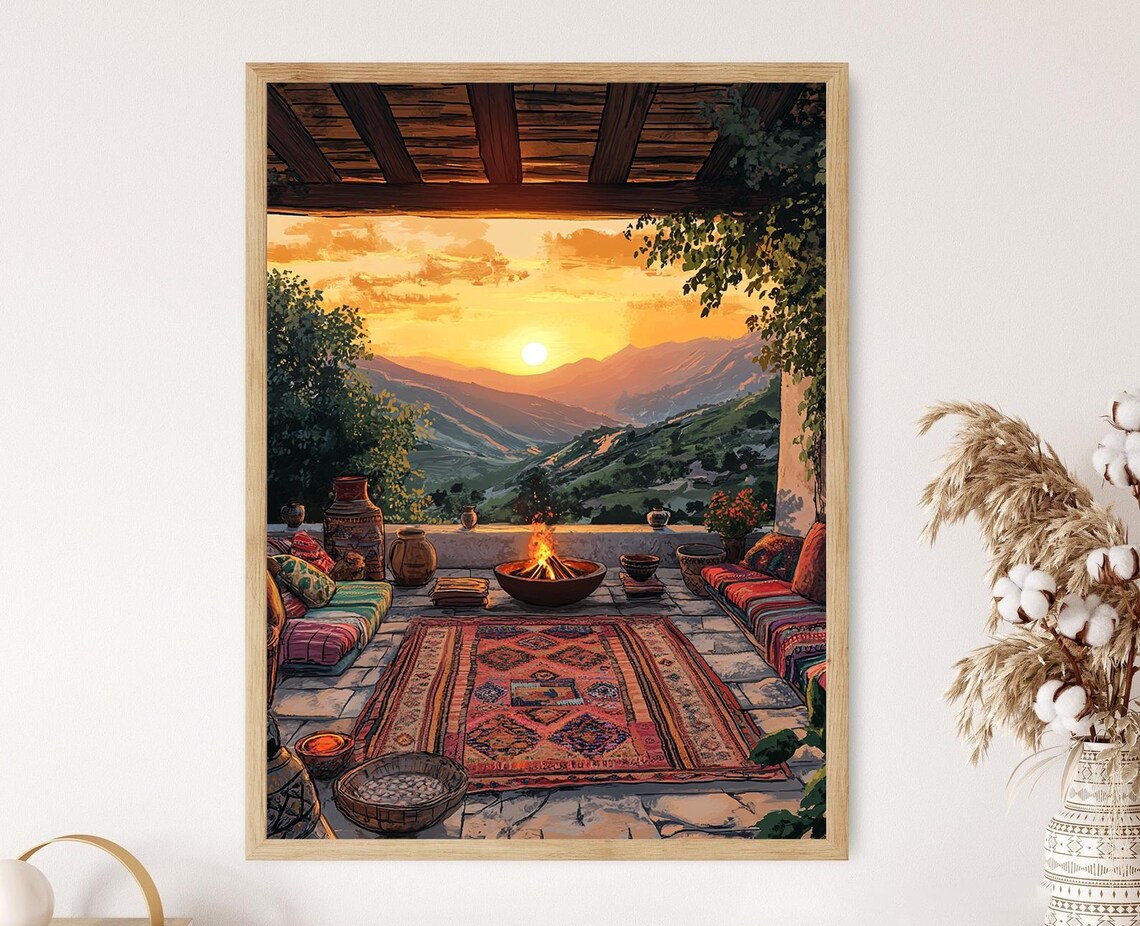 Chamchamal Rooftop Patio, Kurdish Rug Decor