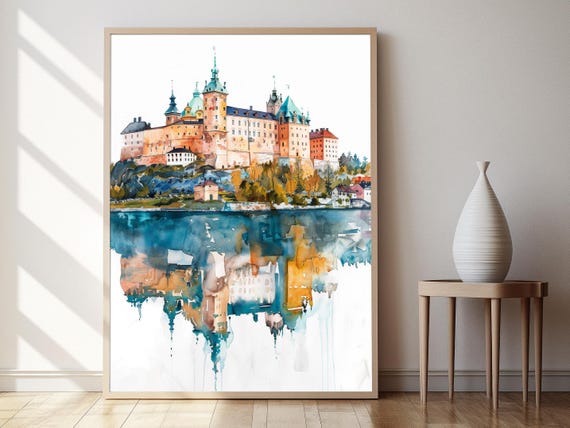 Rebro Castle Print Gta River Reflections Swedish Landscape