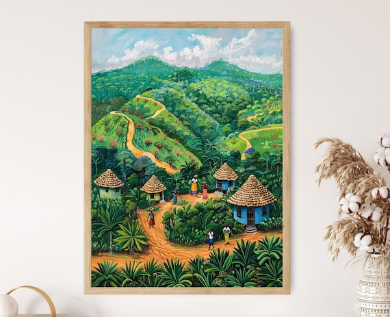 Yam Fields of Ghana, African Landscape Art Print