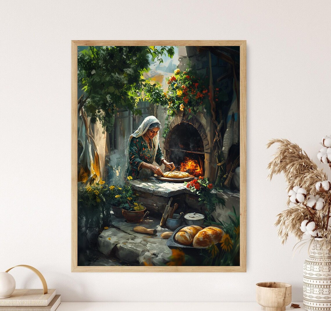 Iranian Woman Baking Sangak Bread Art Print