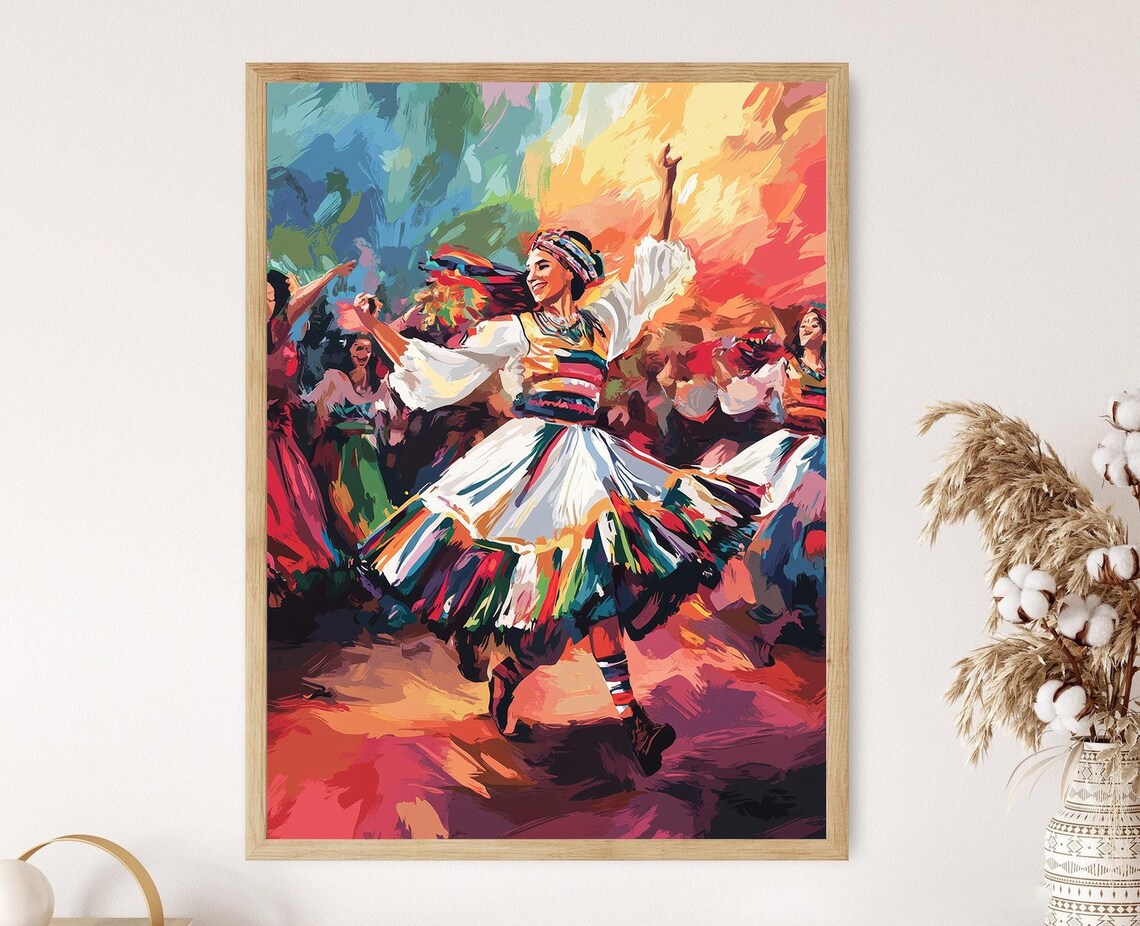 Romanian Dance Festival Hora Dance, Art Print