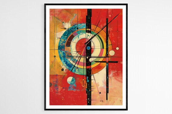 Kandinsky Inspired Red Target Circle Bold Abstract Art Print