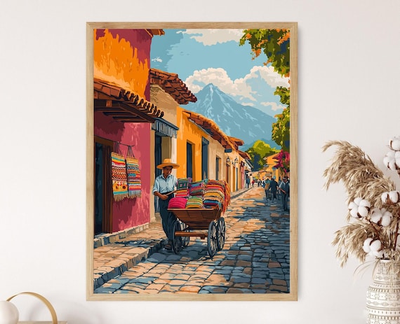 Antigua Street Vendor Illustration, Mayan Textiles