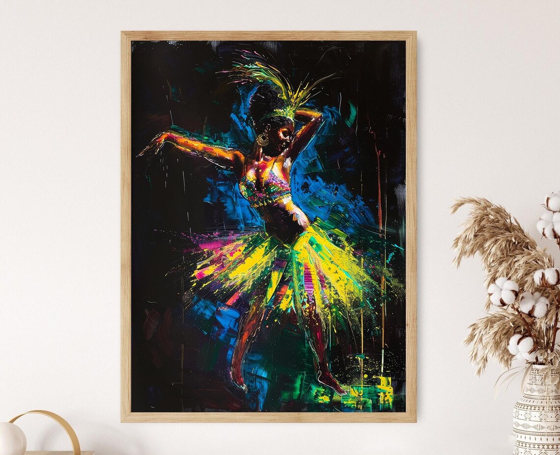 Samba Dancer Art Print, Vibrant Carnival Decor