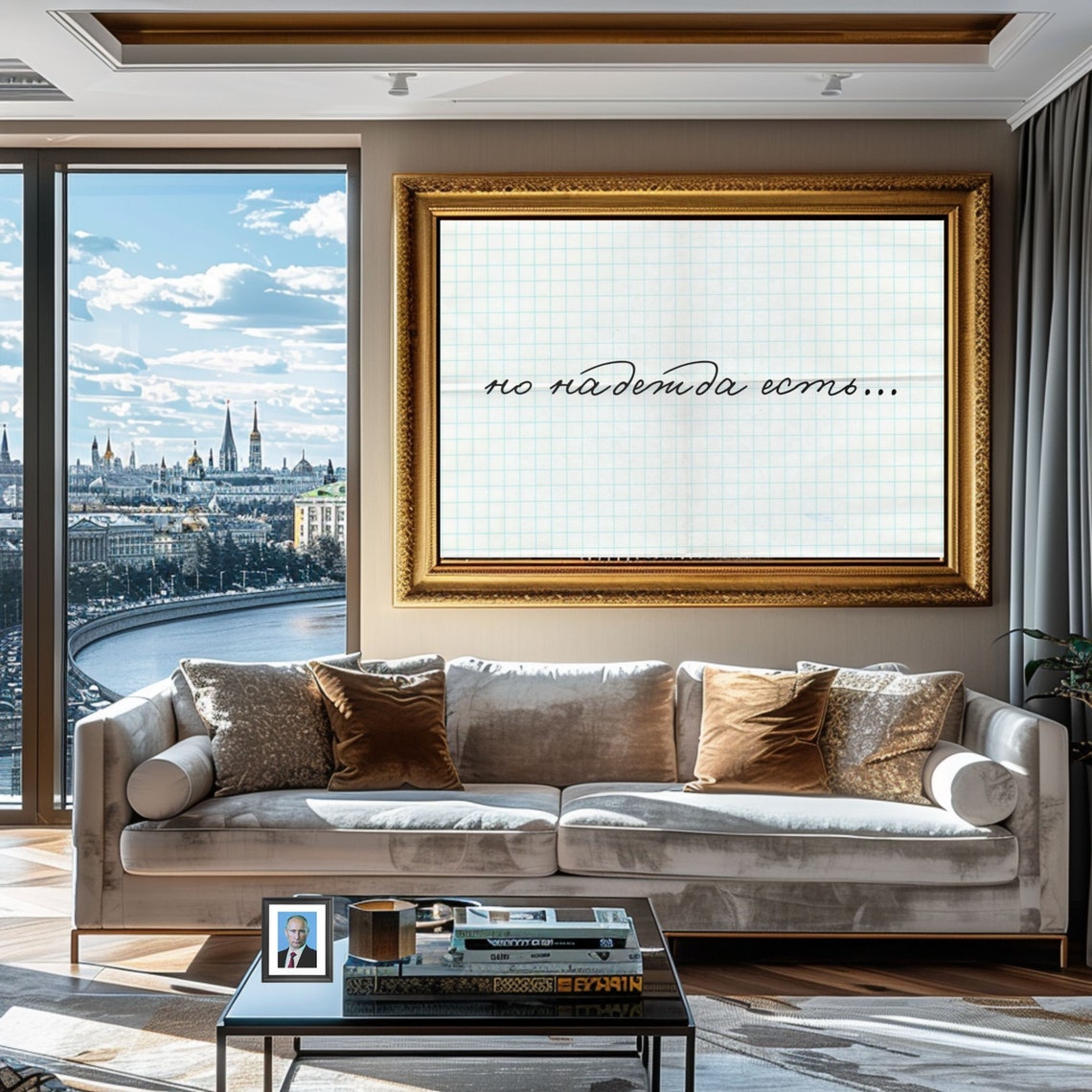 Russian Handwritten 'But There Is Hope' Quote Poster on Grid Paper