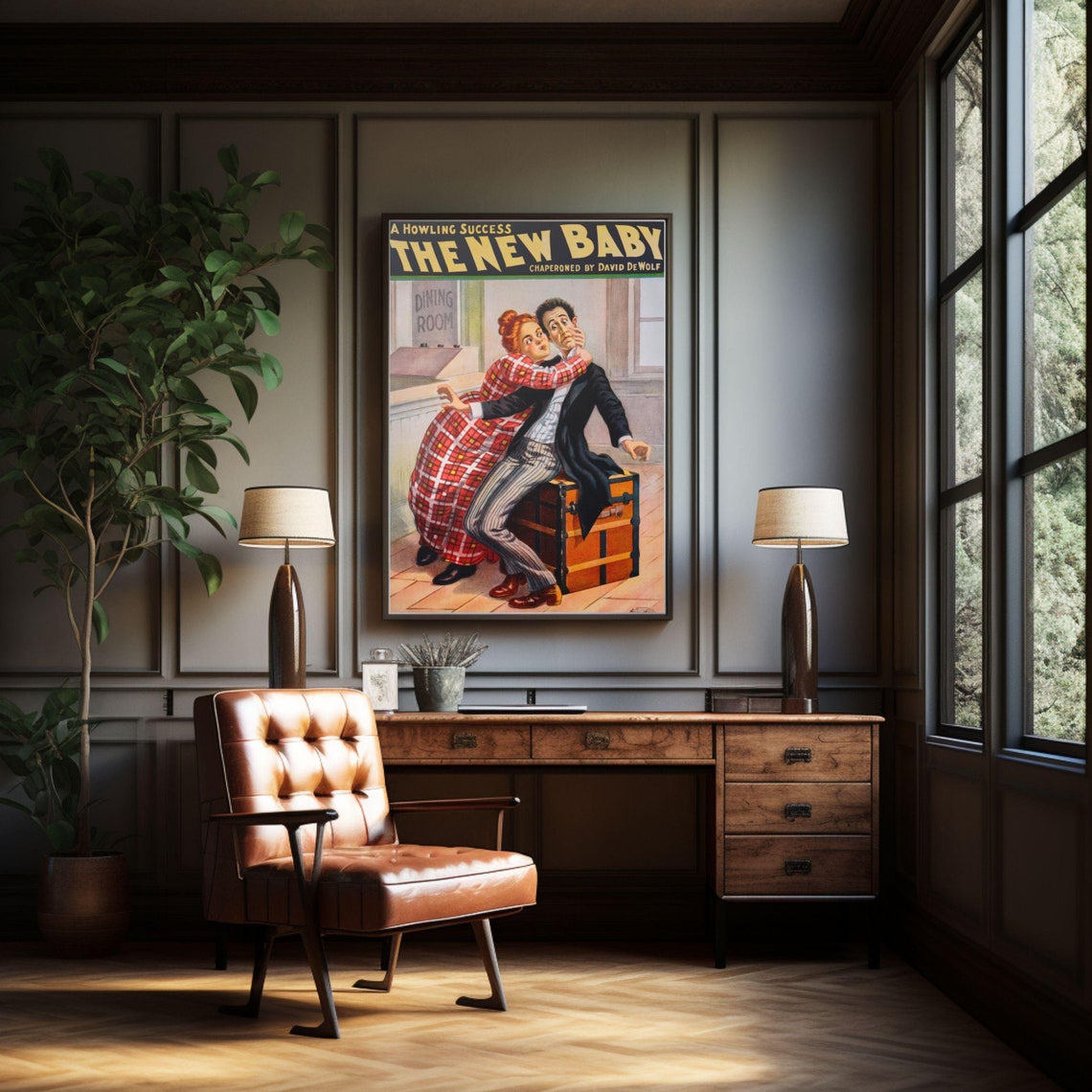 The New Baby Comedy Play Vintage Theater Playbill Art Poster