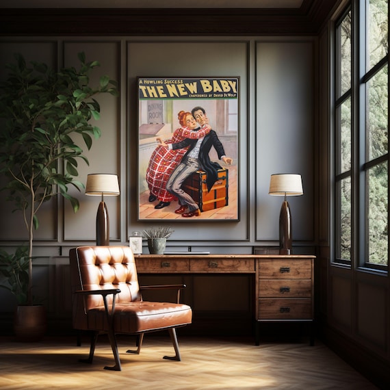 Antique Poster Antique Play Wall Art Vintage Print Funny Play Poster