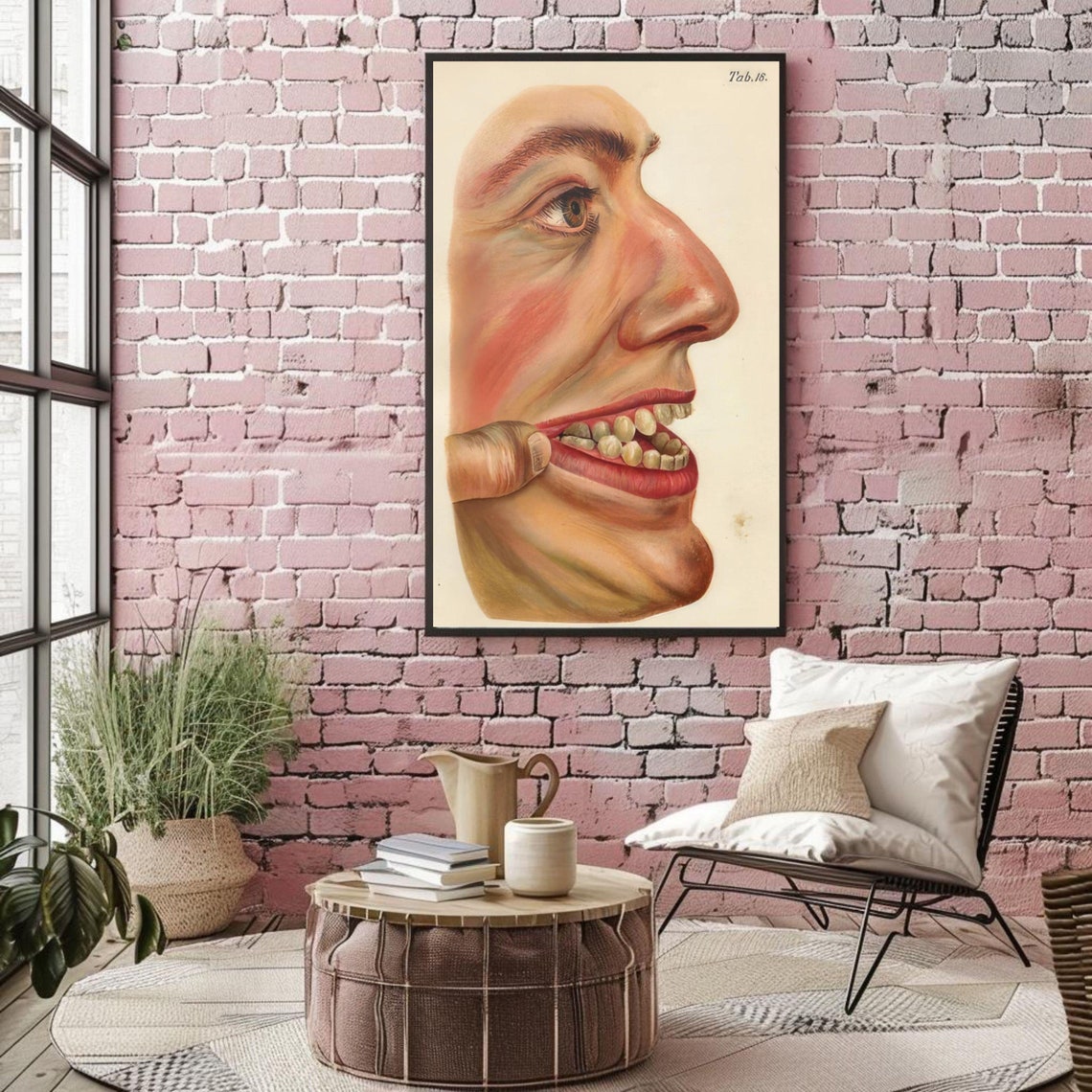 Antique Dental Anatomy Face Profile Tab 18 Vintage Medical Poster