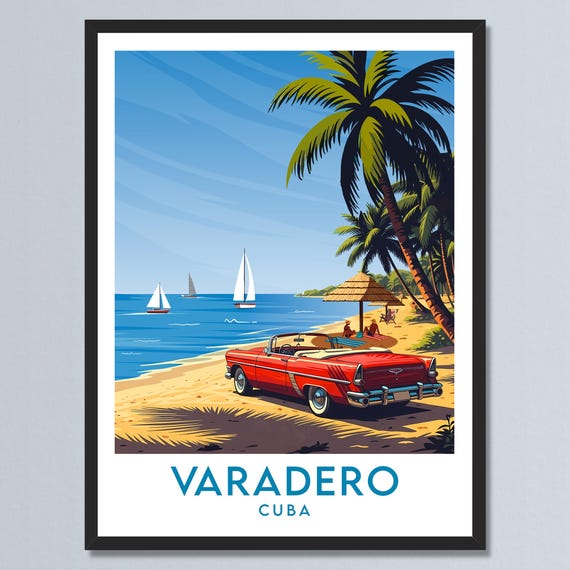 Varadero Travel Poster Wall Art Caribbean Coastal Town Print Vacation Gift Retro Beach Decor For Traveler