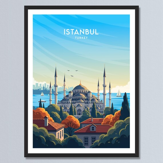 Istanbul Turkey Blue Mosque Sultanahmet Six Minarets Waterfront Poster