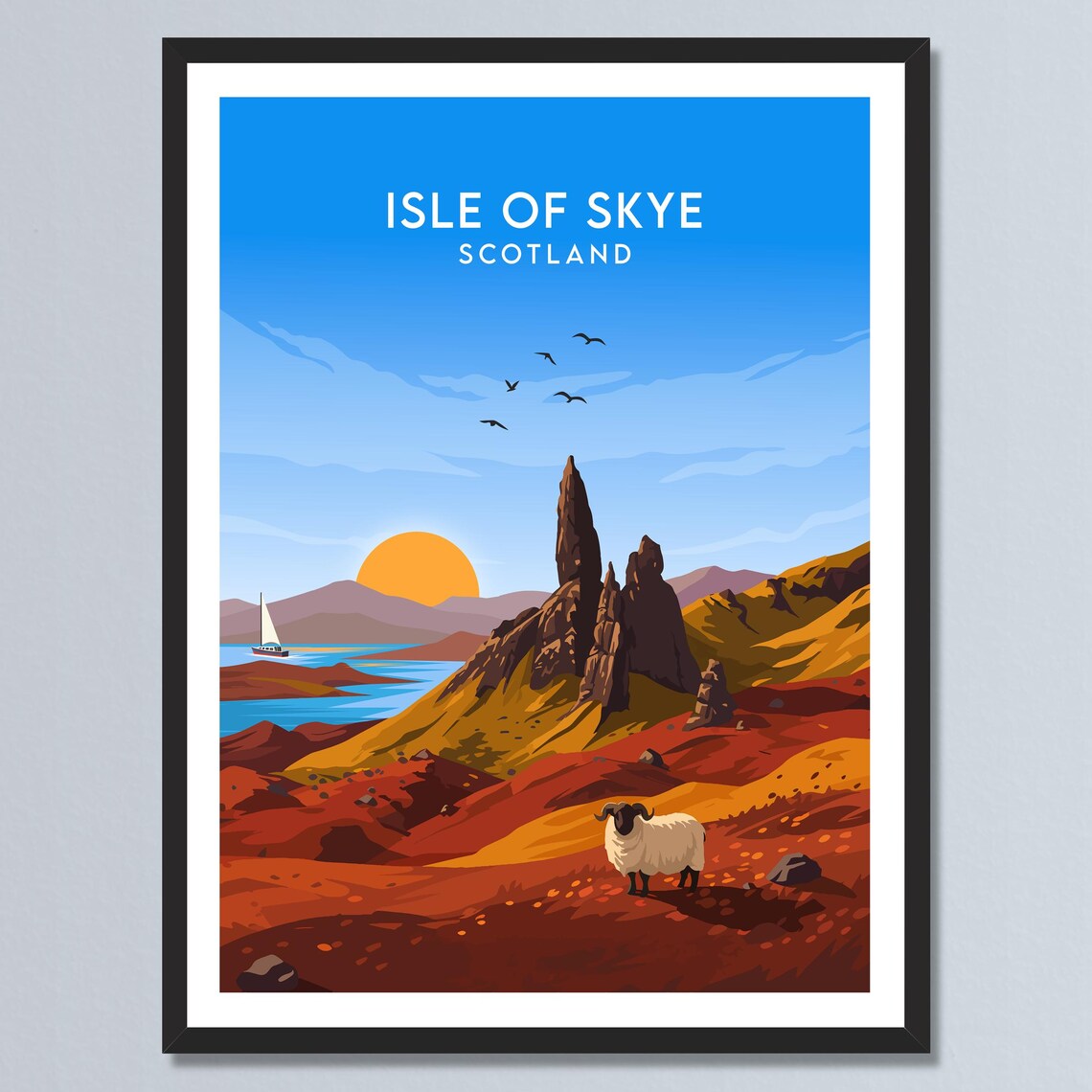 Isle of Skye Scotland Old Man of Storr Ram Sunset Peaks Poster