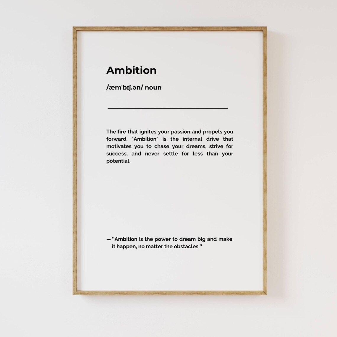 Ambition Definition Drive Success Dream Big Minimalist Office Poster - Image 2