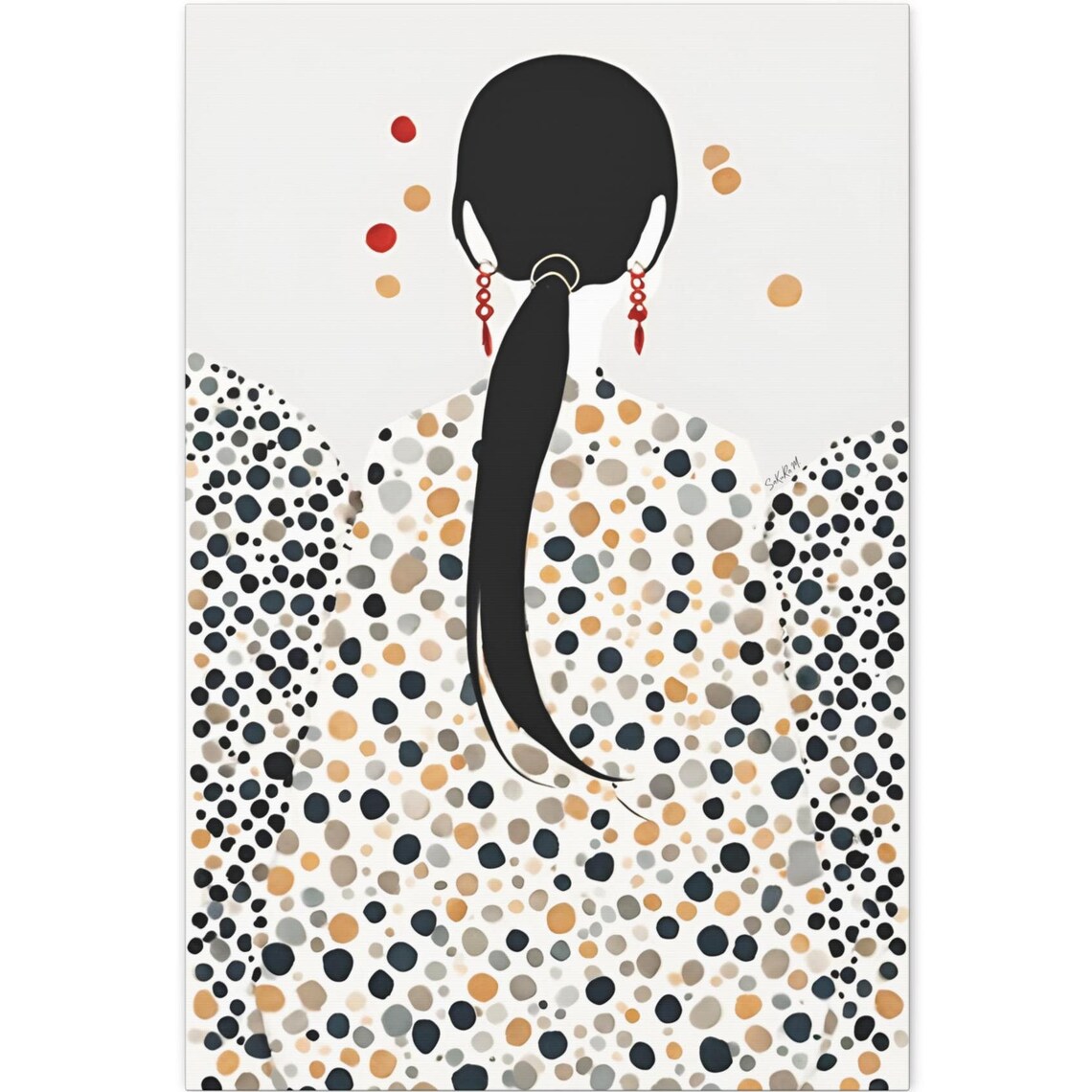 Japandi Pop Dots 2 Minimalist Ink Wash Art Print