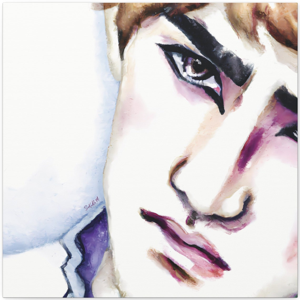 Japanese Pop Art Face Close Up Kabuki Makeup Bold Portrait Art Poster