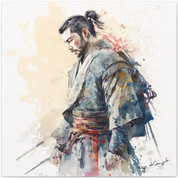 Samurai 19 Yasumi Naomasa, Japanese Watercolor Art Print