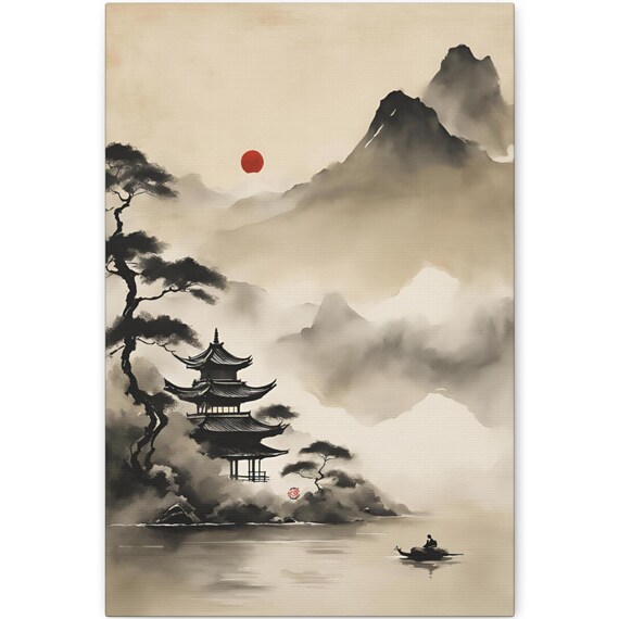 Japandi Zen Minimalist Japanese Ink Wash Print