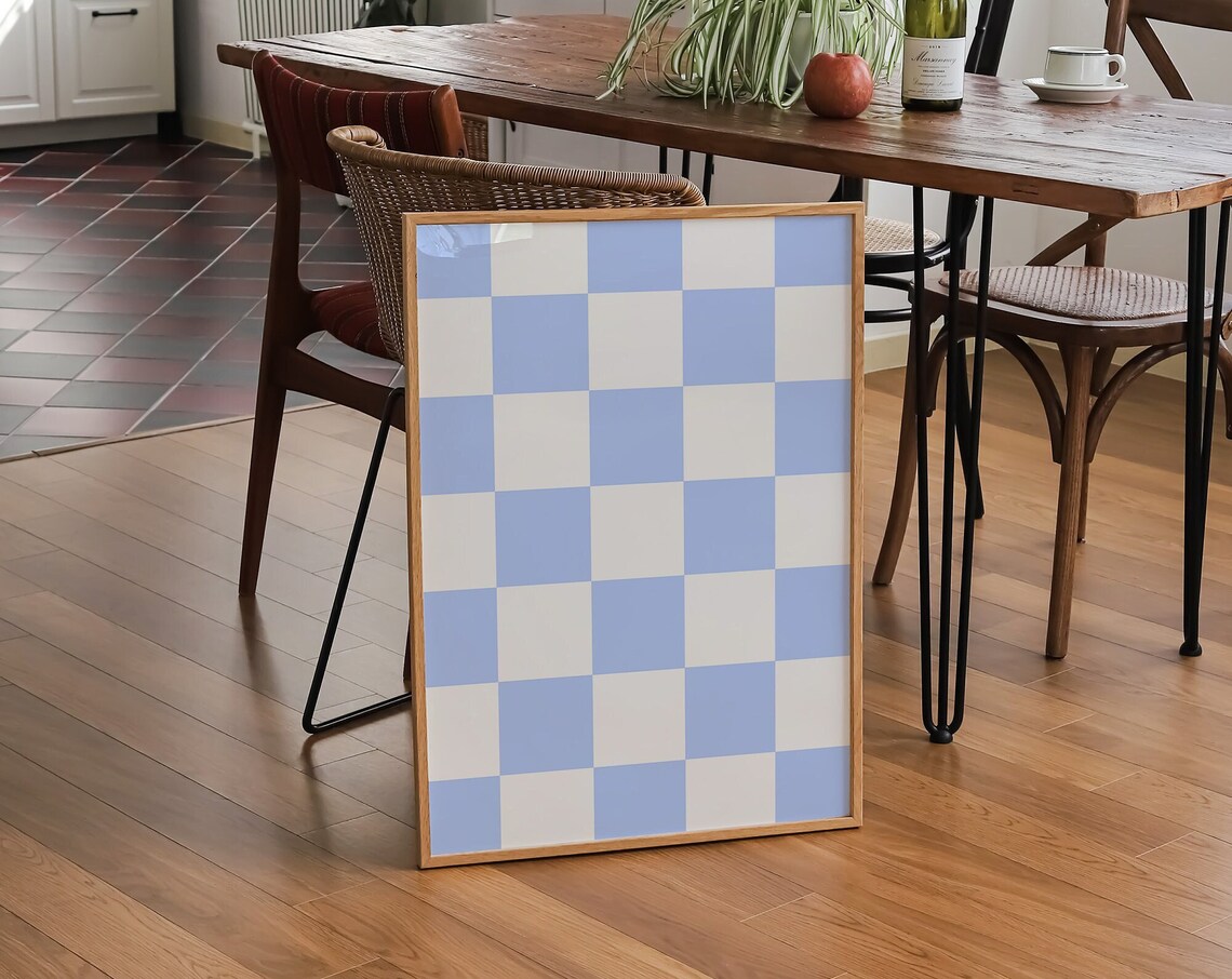Trendy Checkered Poster, Retro Funky Print