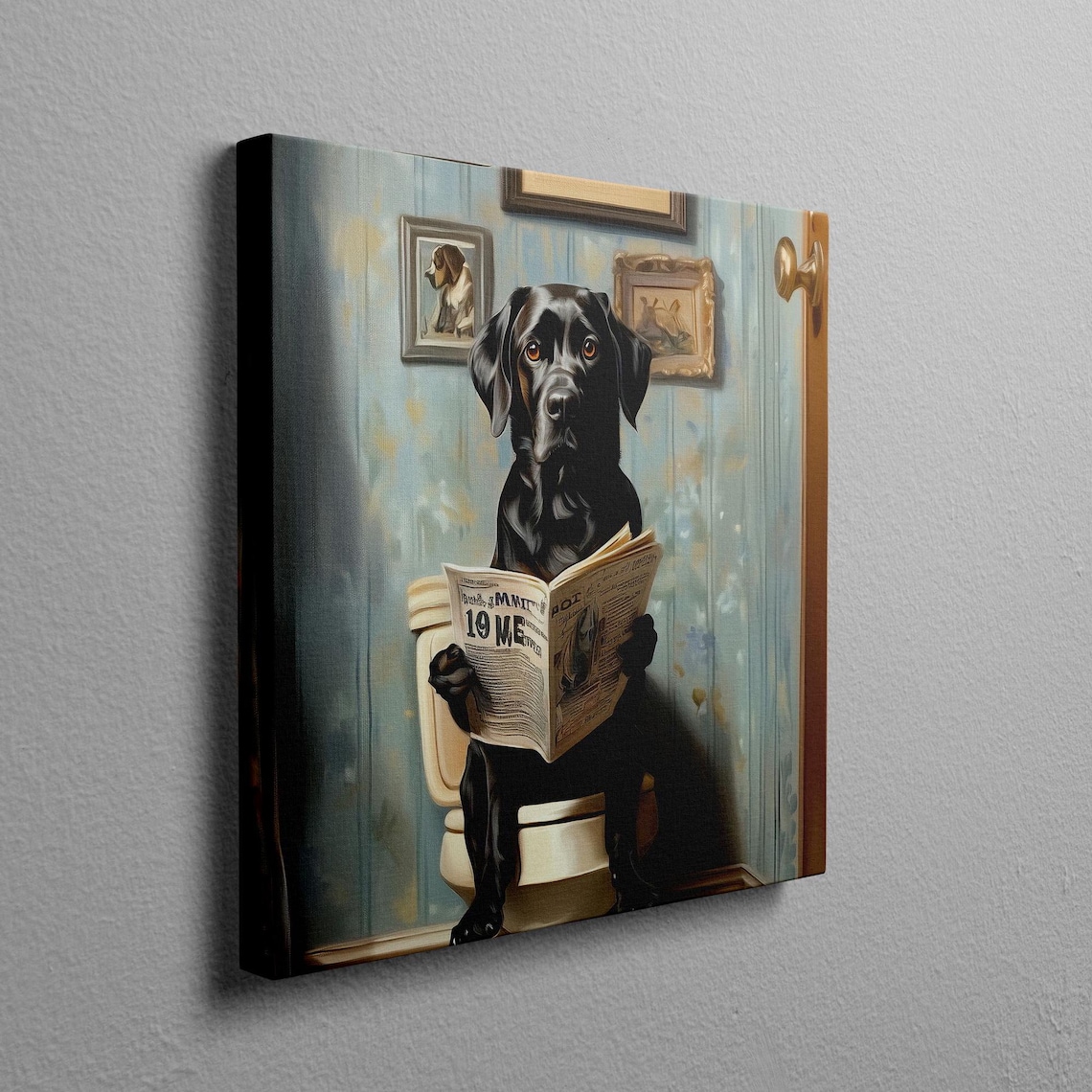 Black Lab Bathroom Funny Dog On Toilet Art Print - Image 2