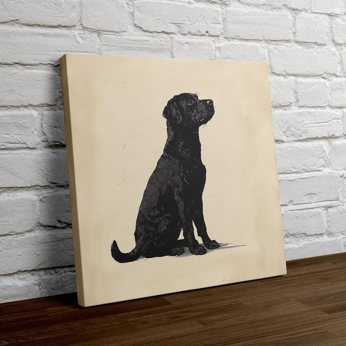 Black Labrador Sitting In Profile Minimalist Ink Style Wall Art - Image 4