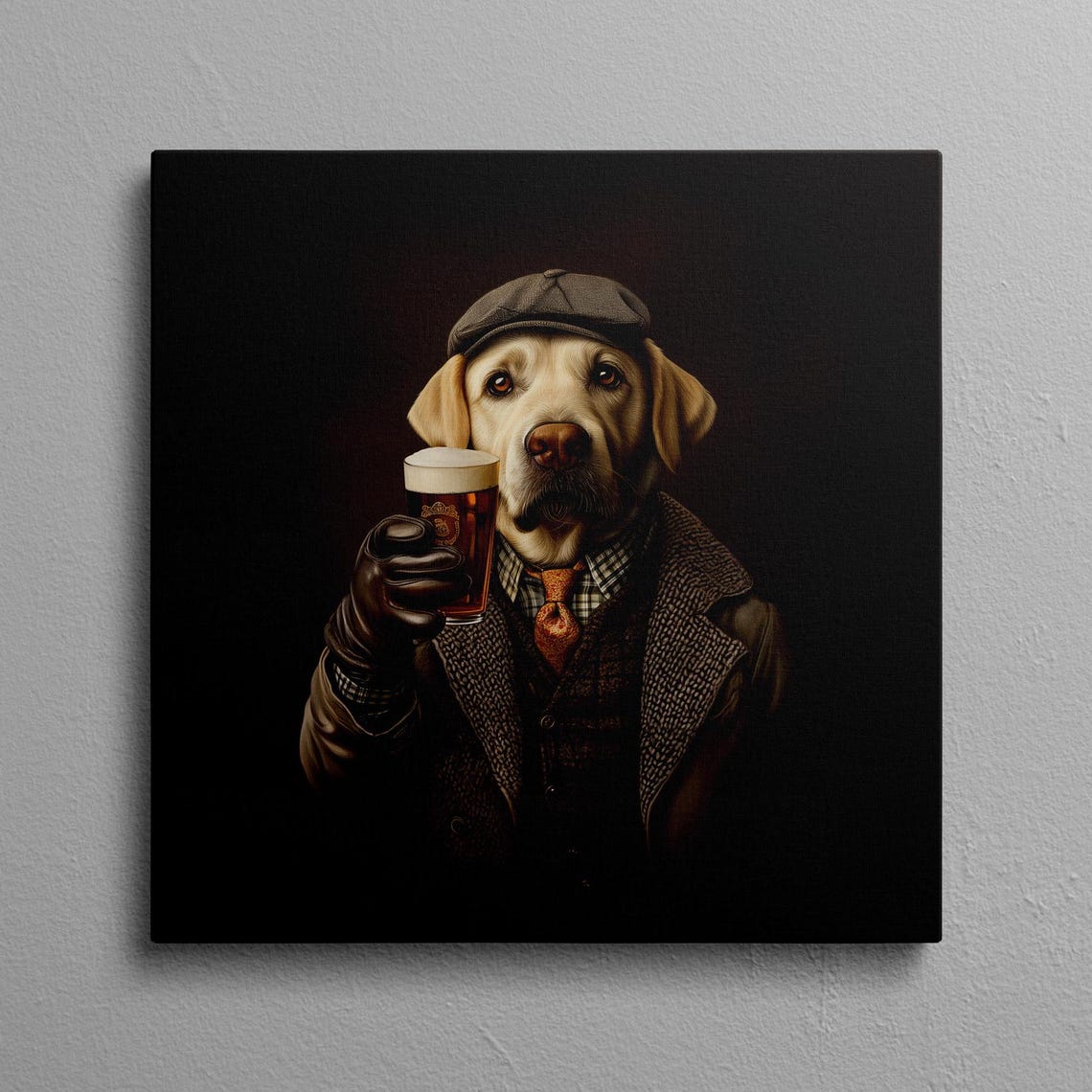 Yellow Lab Art Bar Decor Art Yellow Lab Gifts Dog Painting Man Cave Art Funny Dog Art Print Dog Bar Wall Art Brown Wall Art