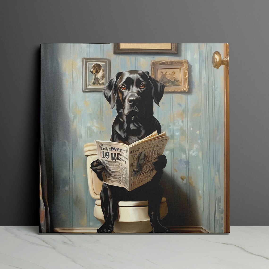 Black Lab Bathroom Funny Dog On Toilet Art Print - Image 3