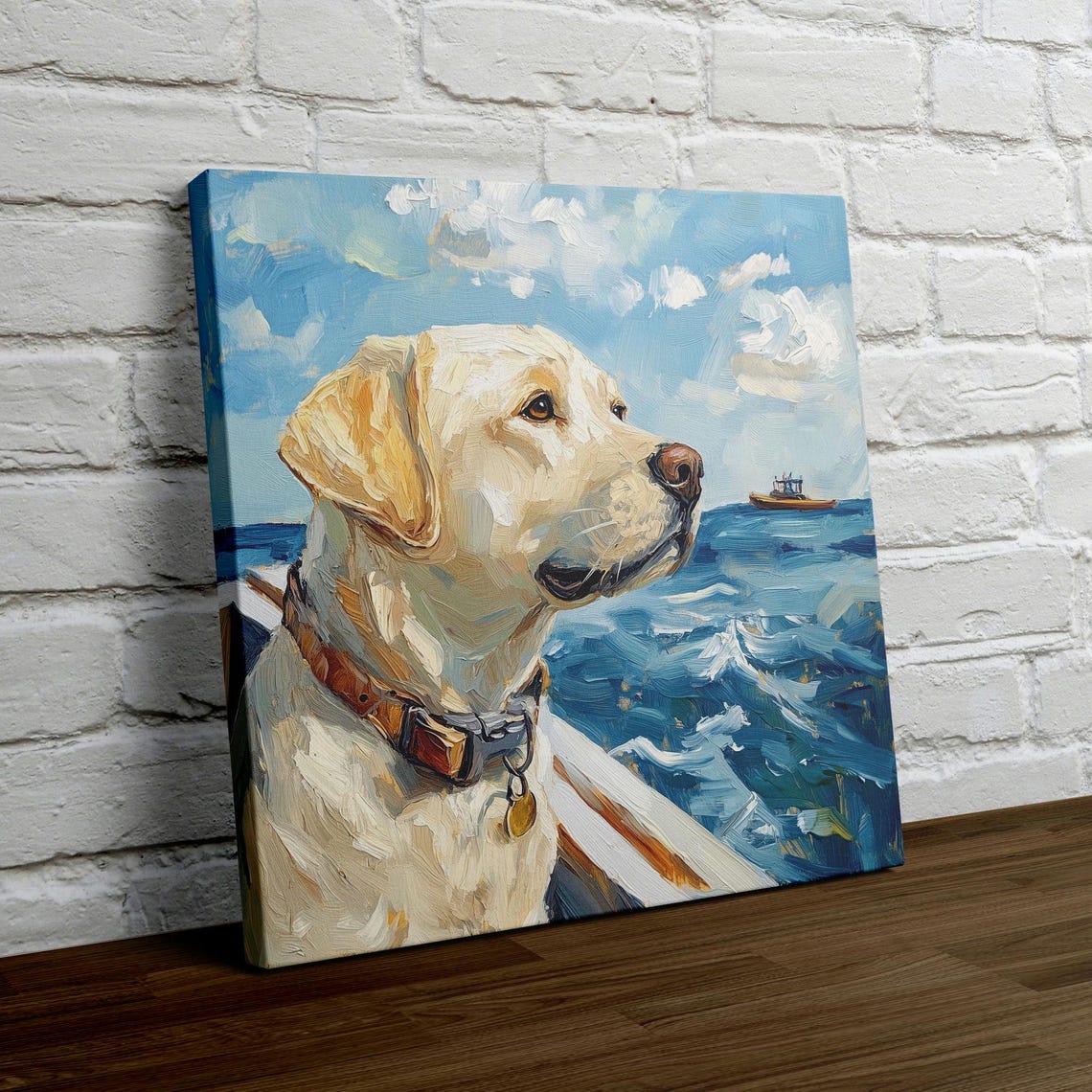Yellow Labrador On A Boat Gazing Across The Ocean Waves Poster - Image 4