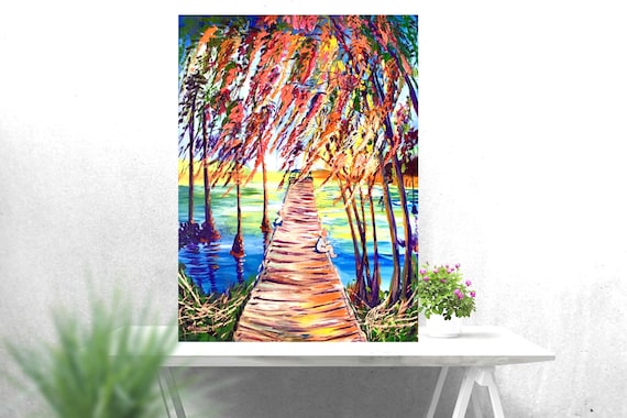 Original Painting Or Print Sunset Florida Art Everglades National Park Wall Art Florida Swamp Cypress Tree Art Custom Wall Art