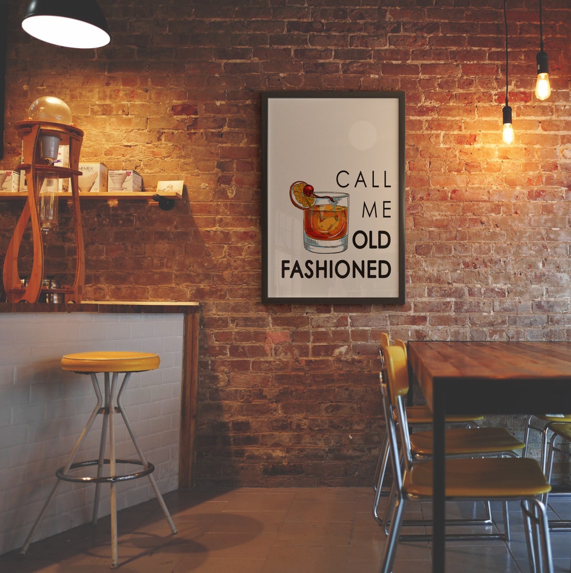 Call Me Old Fashioned Cocktail Glass Illustration Decor Poster - Image 3