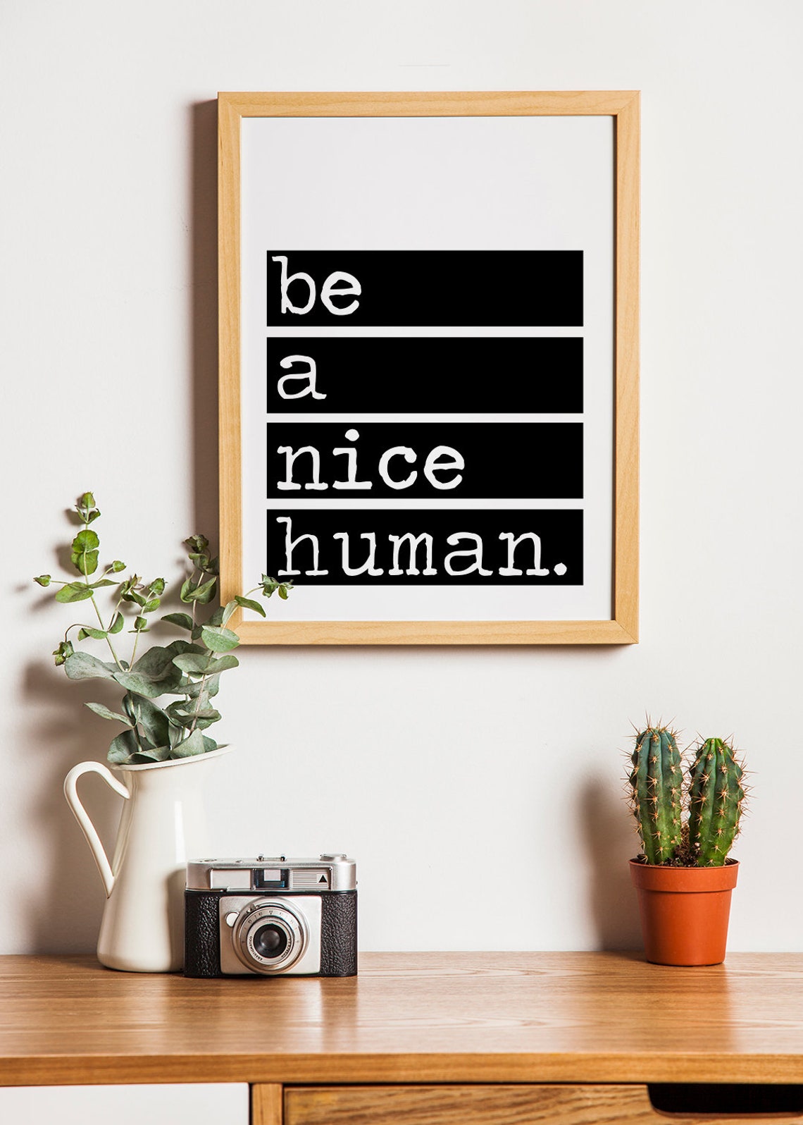 Be a Nice Human Bold Black Stripe Typography Motivational Quote Print - Image 3