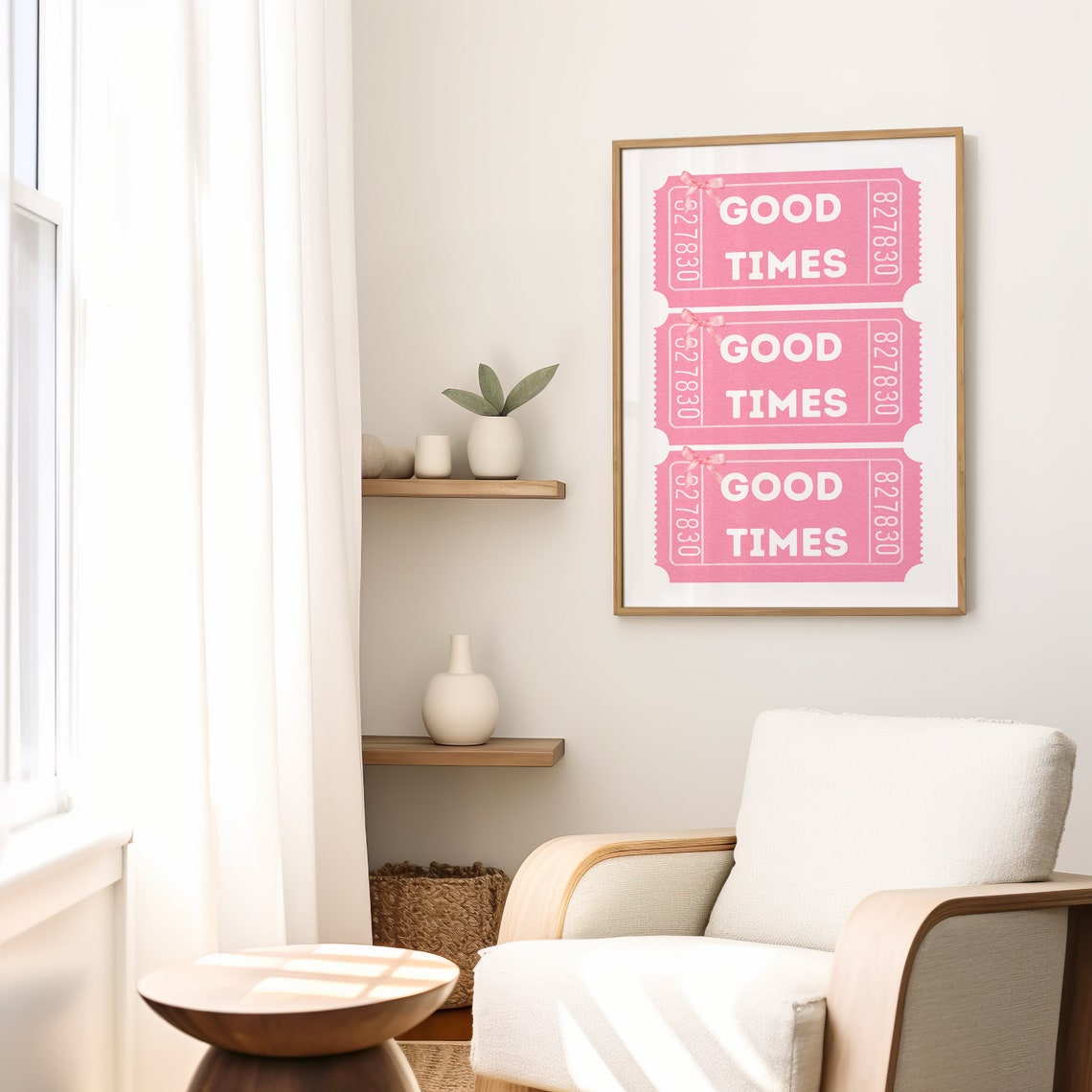 Pink Good Times Retro Ticket Stub Girly Nostalgic Art Poster - Image 2