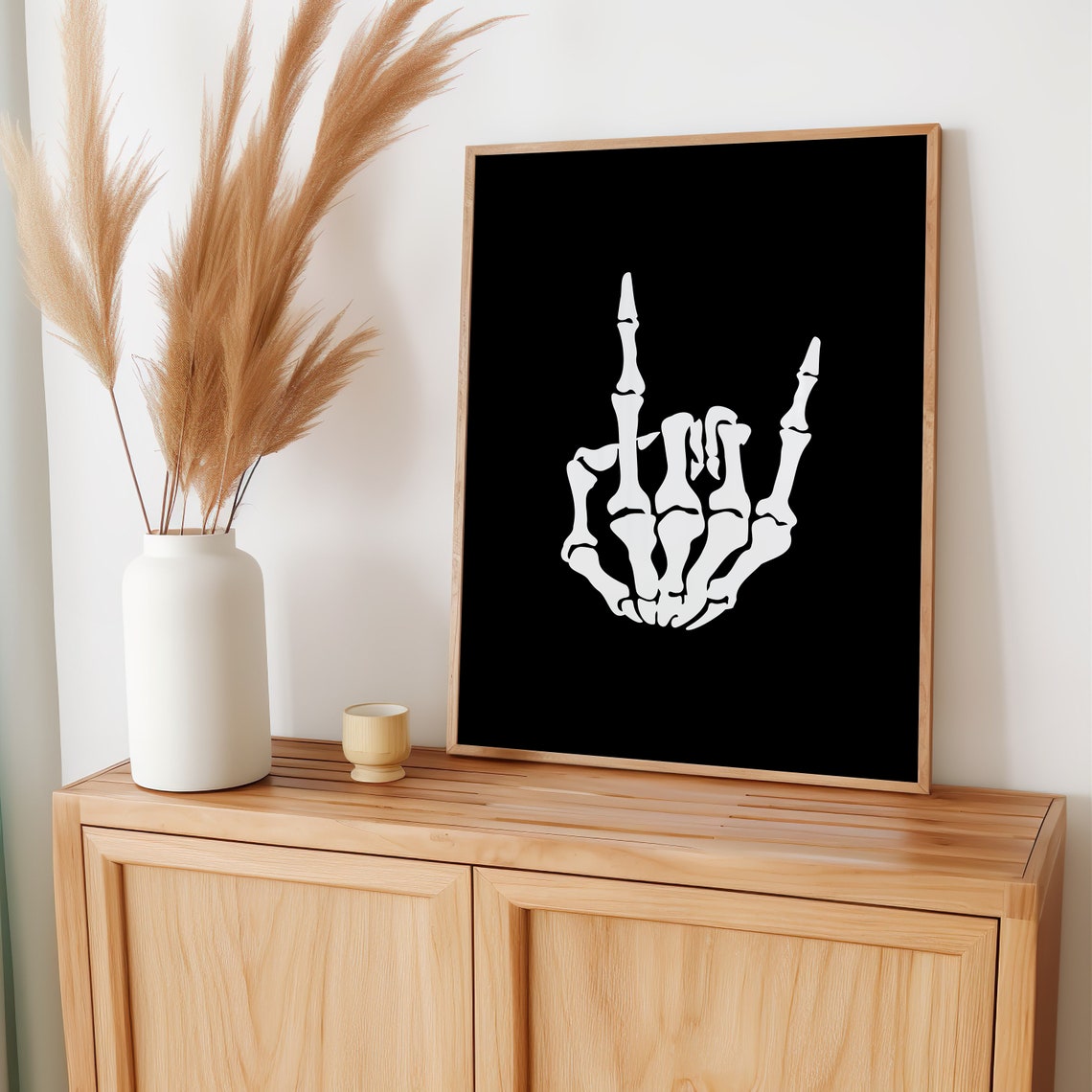 Skeleton Rock Hand Spooky Black Halloween Gothic Cool Wall Art - Image 3