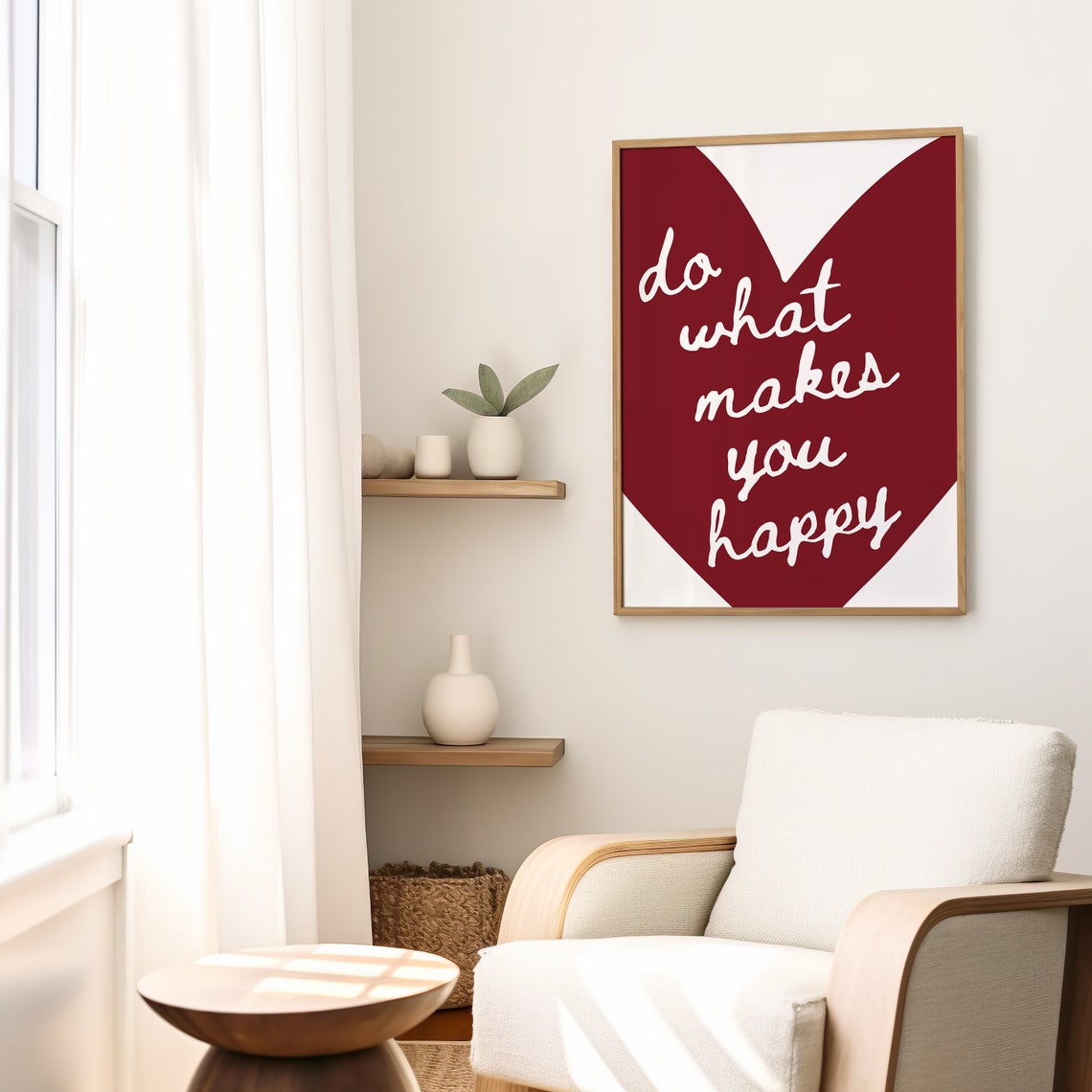 Do What Makes You Happy Bold Red Heart Typography Quote Wall Art - Image 2
