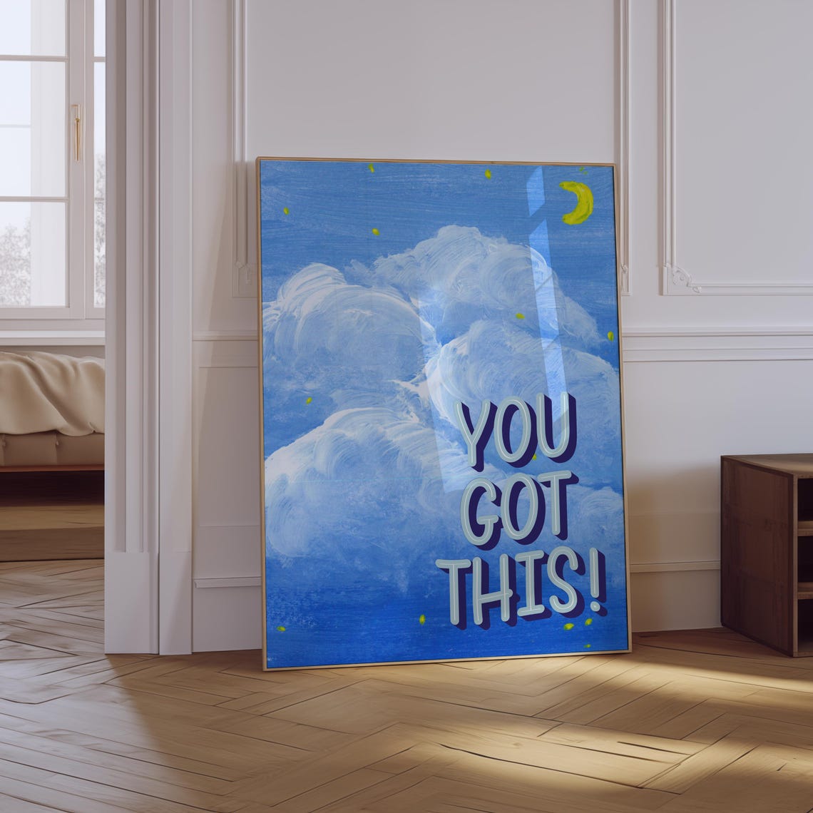 You Got This Motivational Cloud Sky Blue Quote Encouragement Poster - Image 3