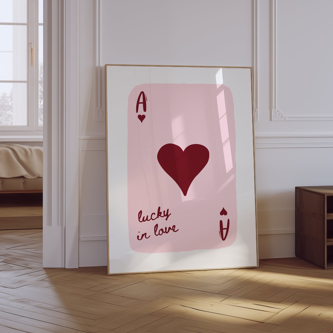 Lucky You Print Minimalist Heart Poster College Apartment Poster Cute Quote Art Luck You In Love Print Ace Of Hearts Card Print