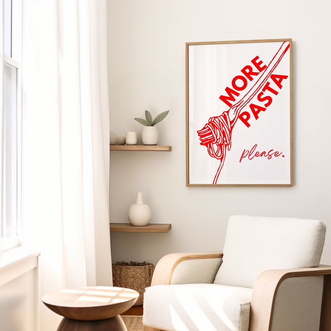 More Pasta Please Red Fork Twirled Spaghetti Italian Food Poster - Image 2