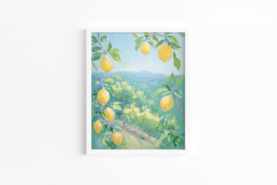 Lemon Tree Branches Green Valley Citrus Fruit Summer Wall Art