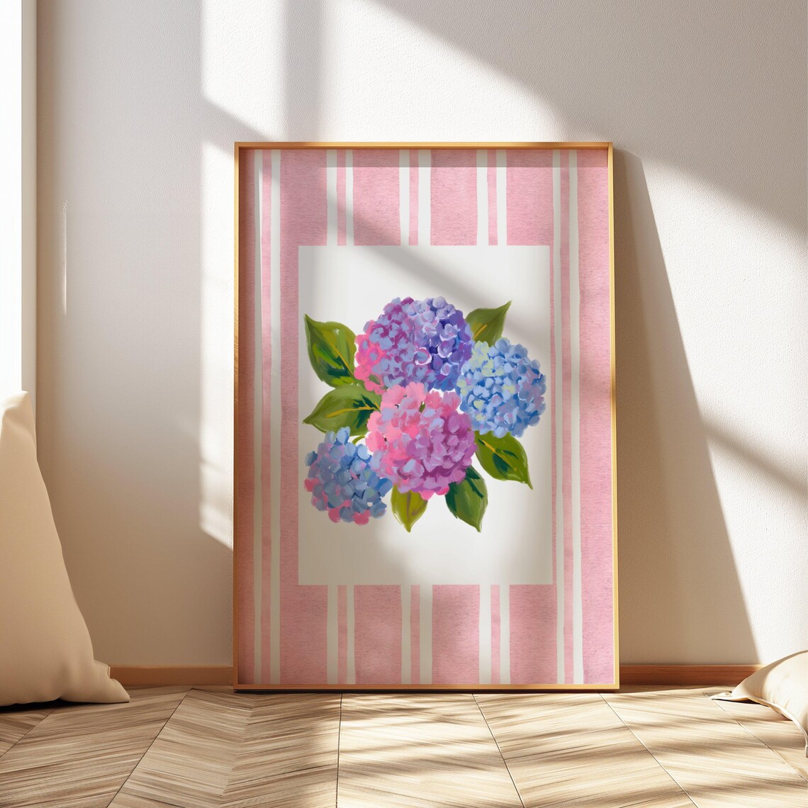 Modern Southern Floral Hydrangea Art Print, Coastal