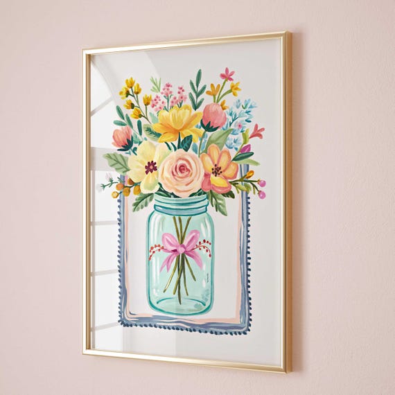 Floral Spring and Summer Cottagecore Watercolor Art Print