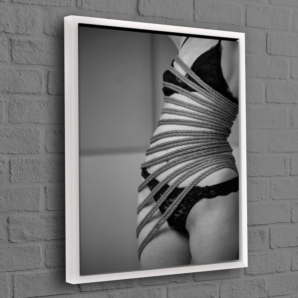 Shibari Rope Bondage Monochrome Female Body Photography Poster