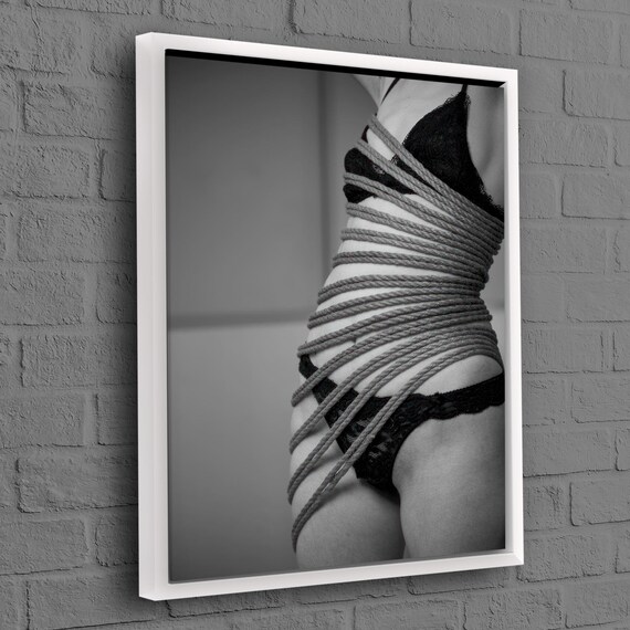 Shibari Rope Bondage Monochrome Female Body Photography Poster
