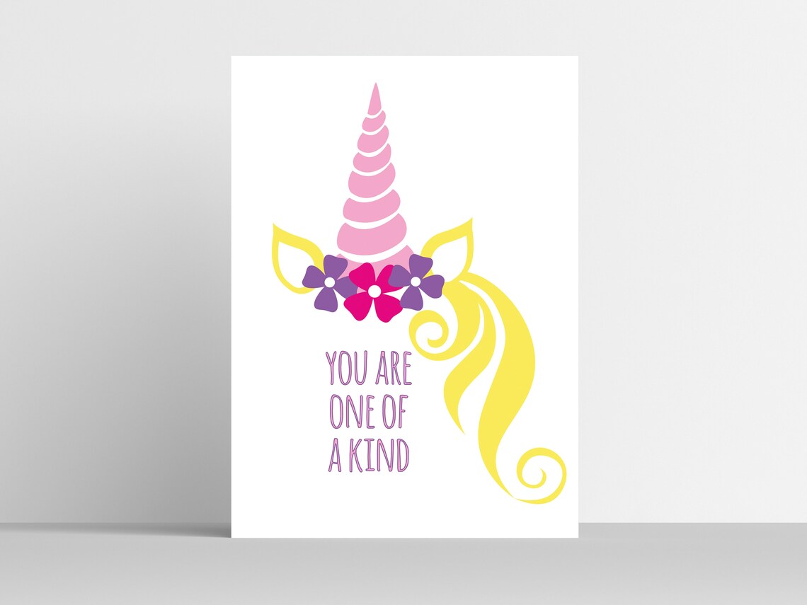 You Are One Of A Kind Unicorn Pink Kids Room Inspirational Poster - Image 2