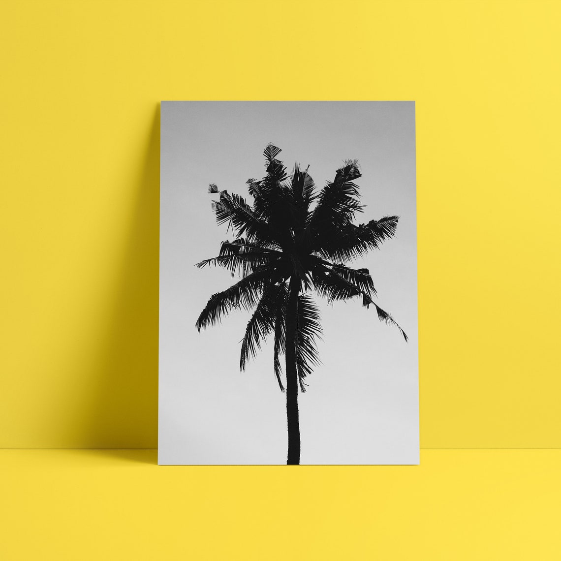 Palm Tree Silhouette Black White Minimalist Tropical Art Poster