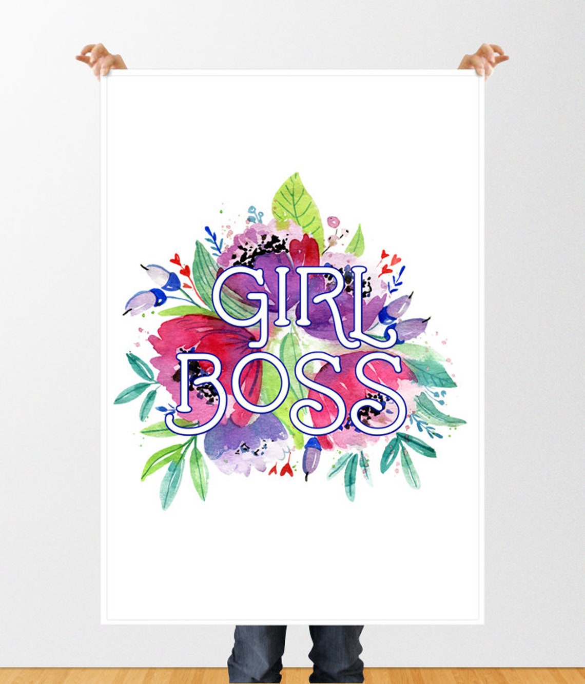 Girl Boss Watercolor Floral Feminist Office Decor Gift Poster - Image 2