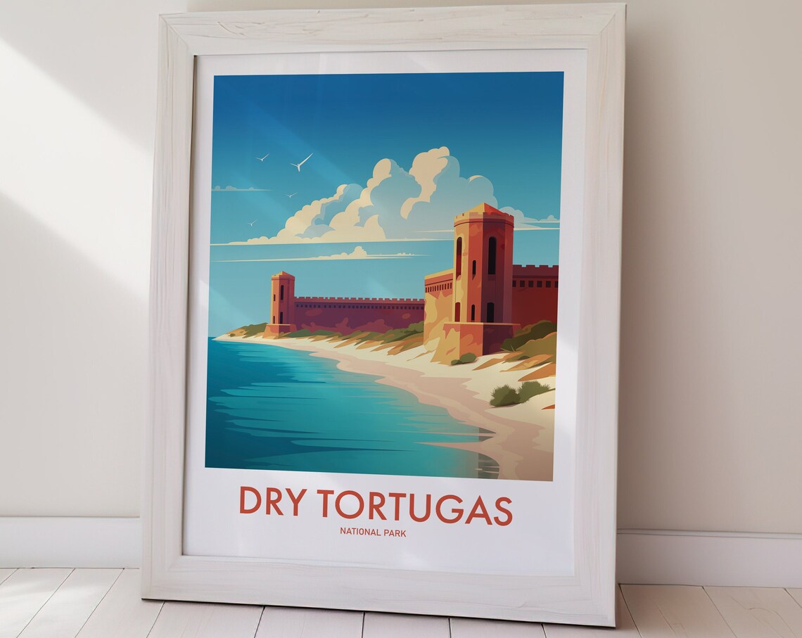 Dry Tortugas National Park Fort Jefferson Beach Retro Travel Poster - Image 2