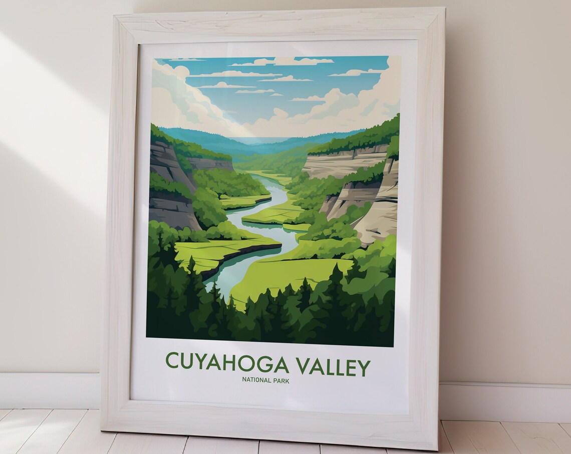 Cuyahoga Valley National Park River Gorge Green Landscape Poster - Image 2
