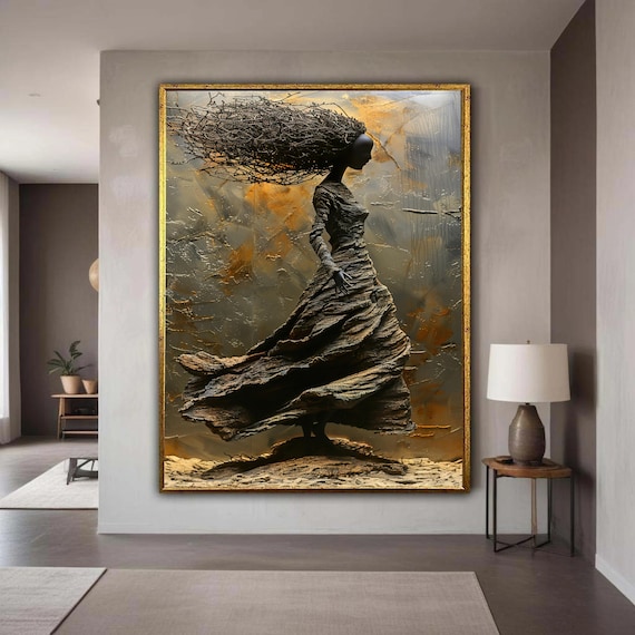 Sculptural Woman Branch Hair Twisted Wood Abstract Art Poster