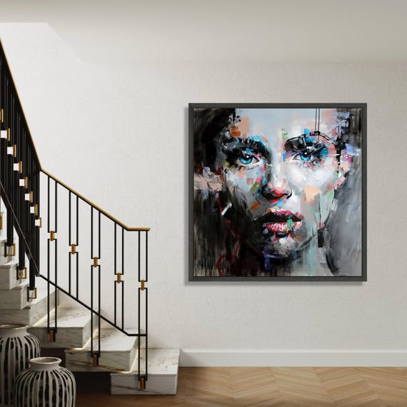 Abstract Woman Portrait Canvas Modern Face Art Colorful Expression Wall Contemporary Decoration Vibrant Gift Home Decor