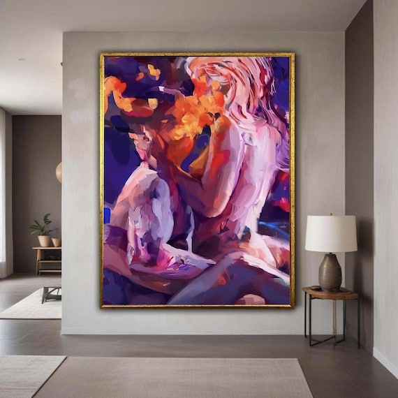 Colorful Abstract Female Figure With Flowers Expressionist Poster