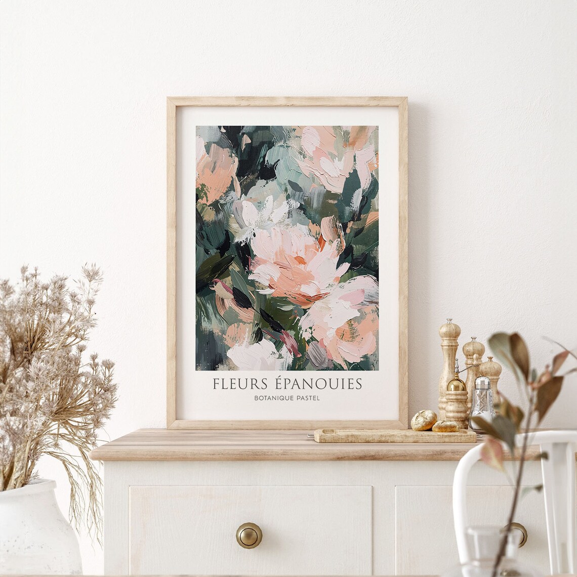 Elegant Fleurs Epanouies Botanique Pastel Abstract Floral Art Print - Image 2